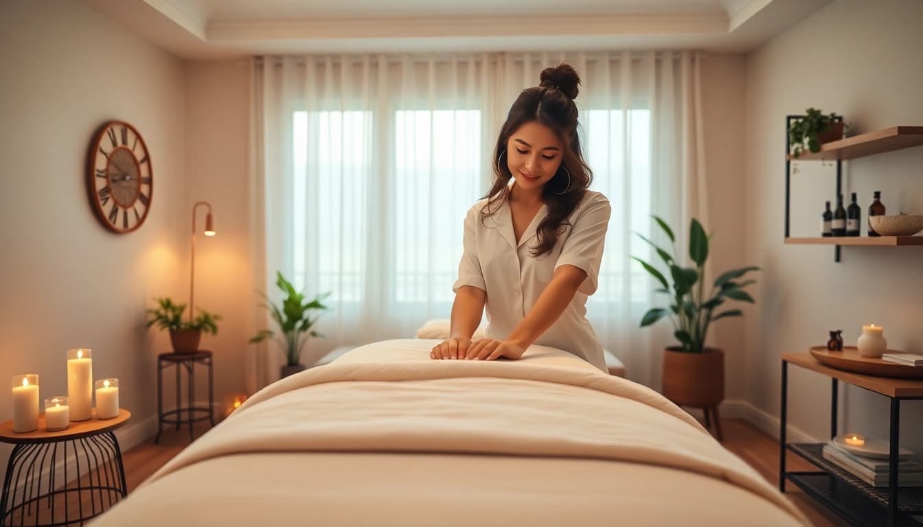 Experience 오산출장마사지 in a serene home environment with a professional massage therapist.