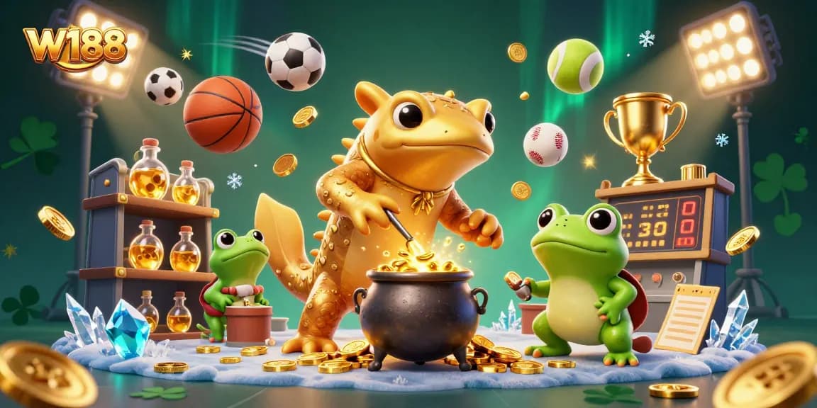 Engage with W188 through vibrant casino action featuring alchemist and casino elements in an exciting scene.
