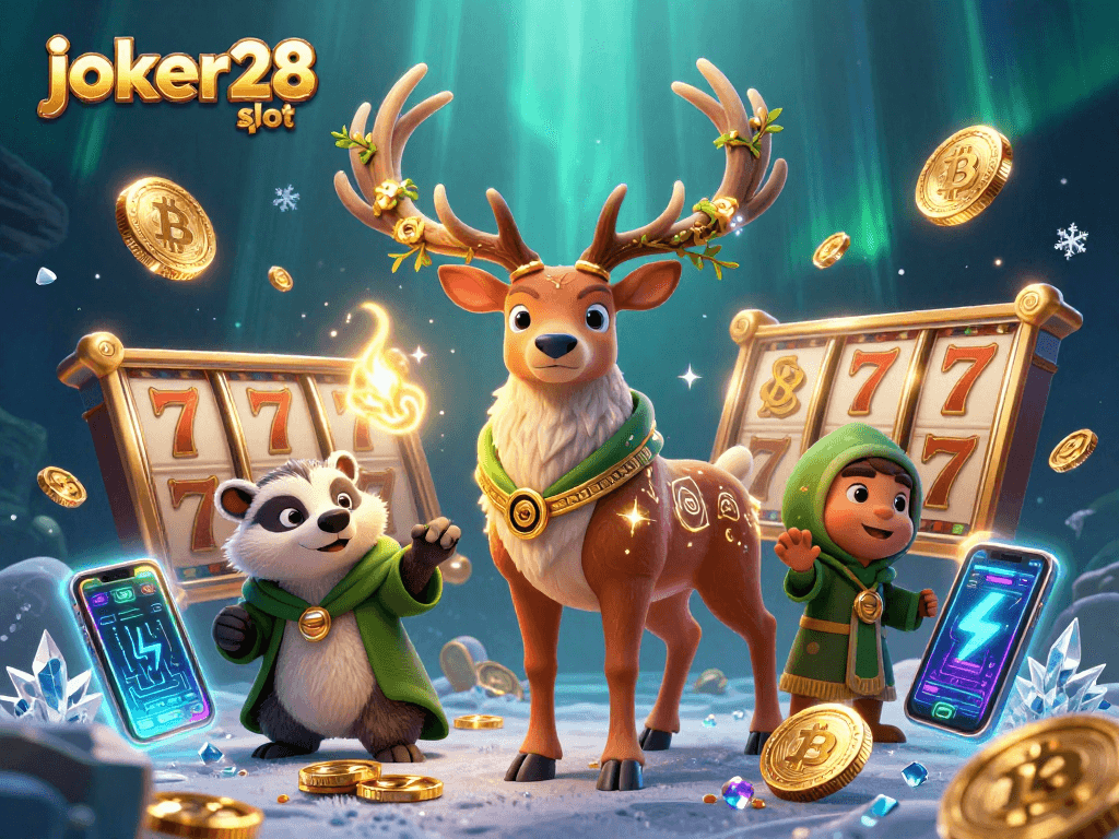 Rasakan pengalaman bermain joker28 slot dengan beragam simbol keberuntungan dalam ilustrasi 3D yang menarik.