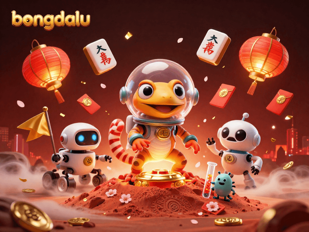 Engage in thrilling gameplay at bongdalu with vibrant casino elements and Martian gecko.