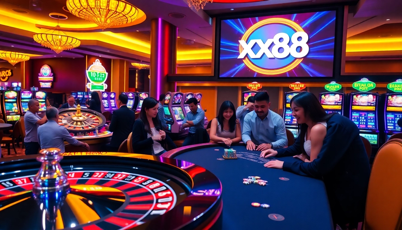 Experience the thrilling xx88 game with vibrant casino visuals showcasing excitement and luxury.