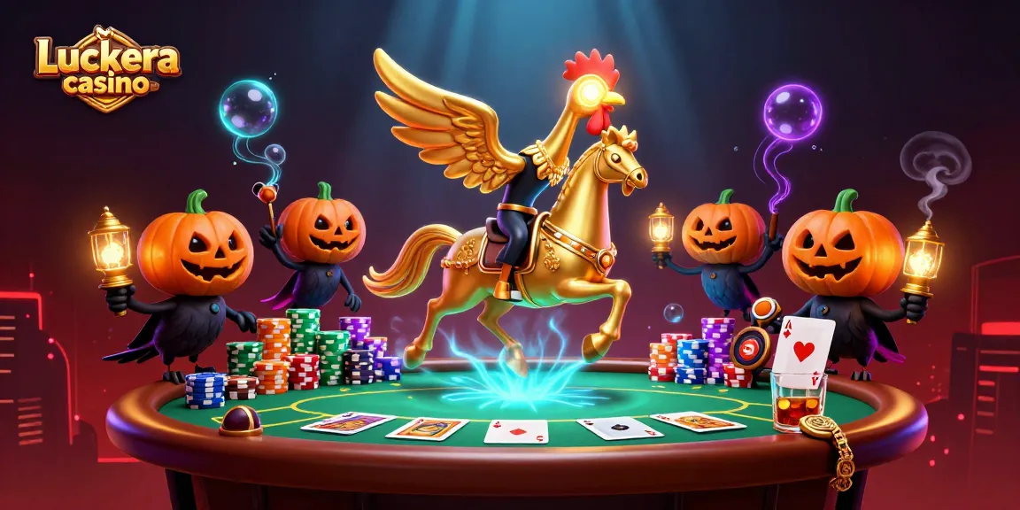 Experience thrilling action at Luckera casino with vibrant gaming scenes and cartoon characters.