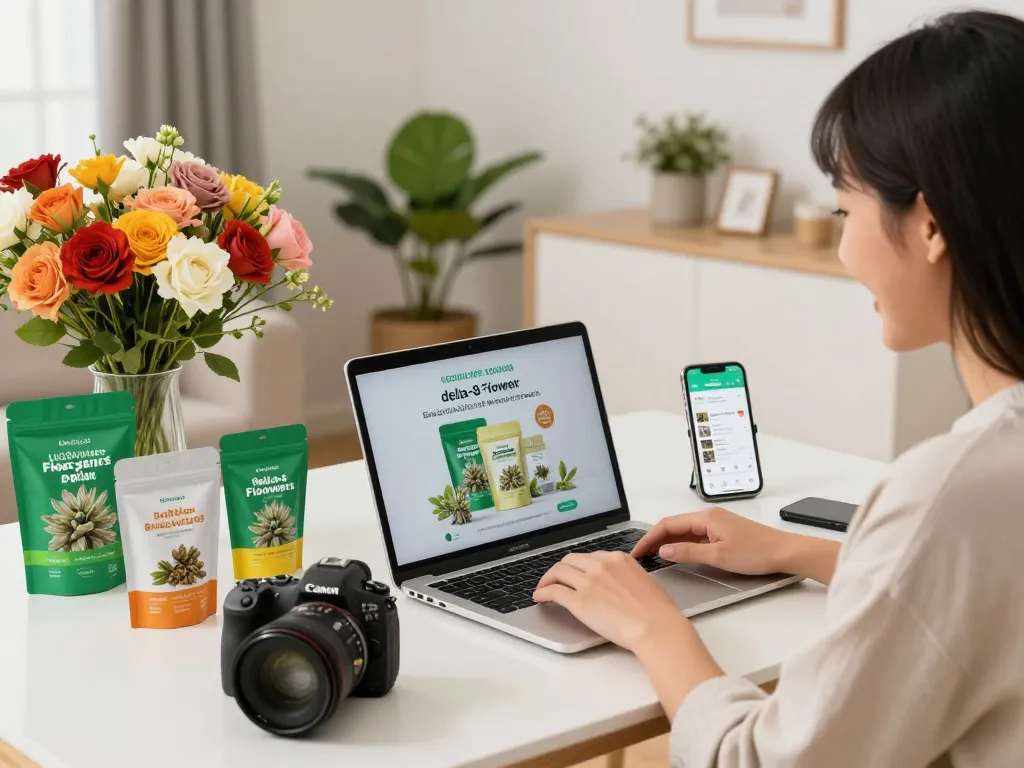 Pembeli bahagia menjelajahi slot gacor laoban188 online untuk produk bunga delta-8 dalam suasana rumah yang nyaman.