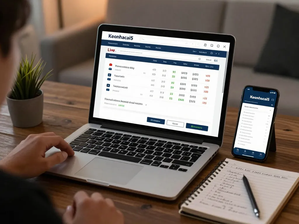 Betting live on Keonhacai5 with real-time odds displayed on a laptop.