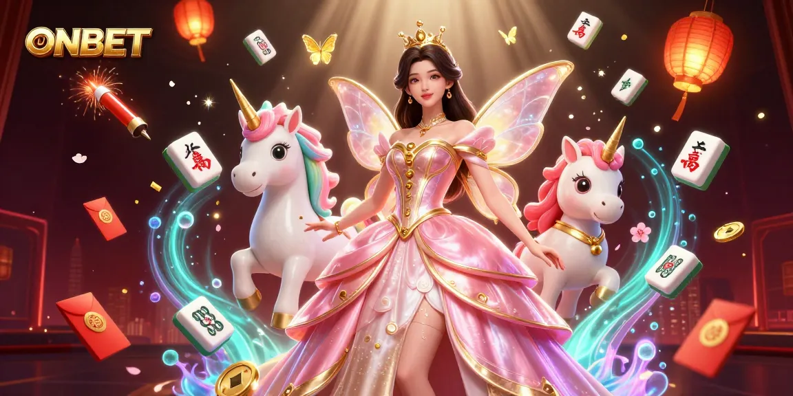 Engage in thrilling gameplay with ONBET through a vibrant casino scene filled with excitement and luck.