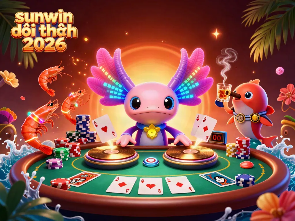 Experience sunwin đổi thưởng 2026 with vibrant casino-themed characters and action-packed gaming elements