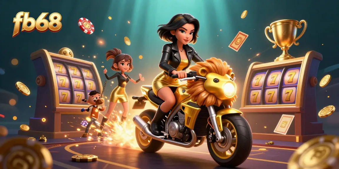 Experience the thrill of fb68 with a stunning illustration featuring slots and dynamic game elements.