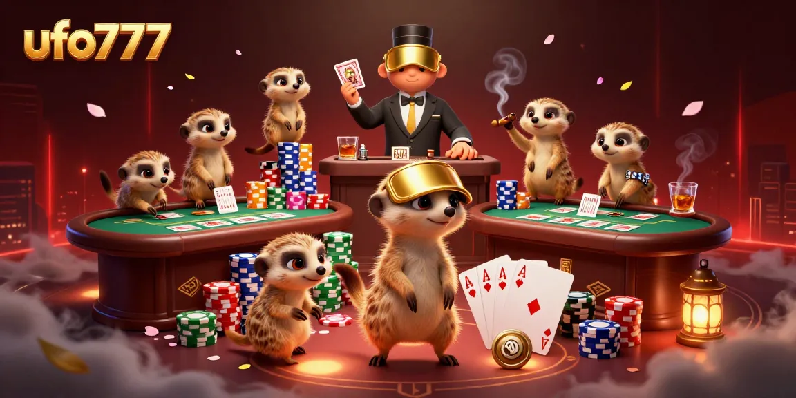 Experience thrilling gaming action with ufo777's meerkat casino scene visualizing vibrant poker play.