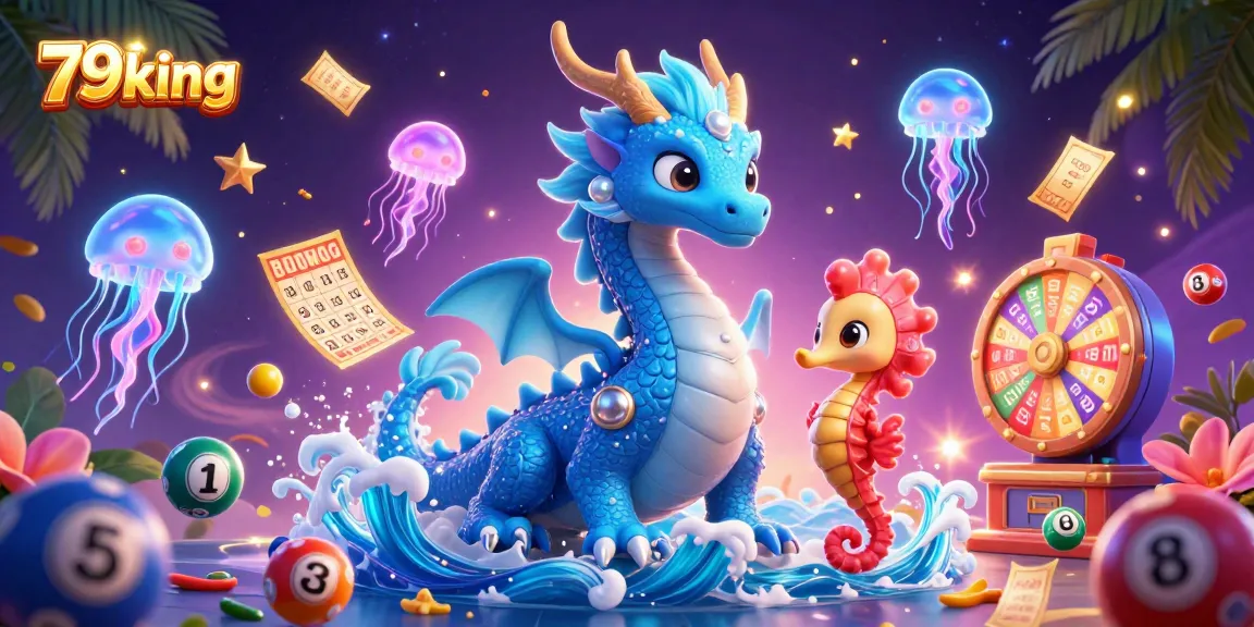 Experience thrilling wins with 79king's vibrant lottery scene featuring 3D animated characters and casino elements.