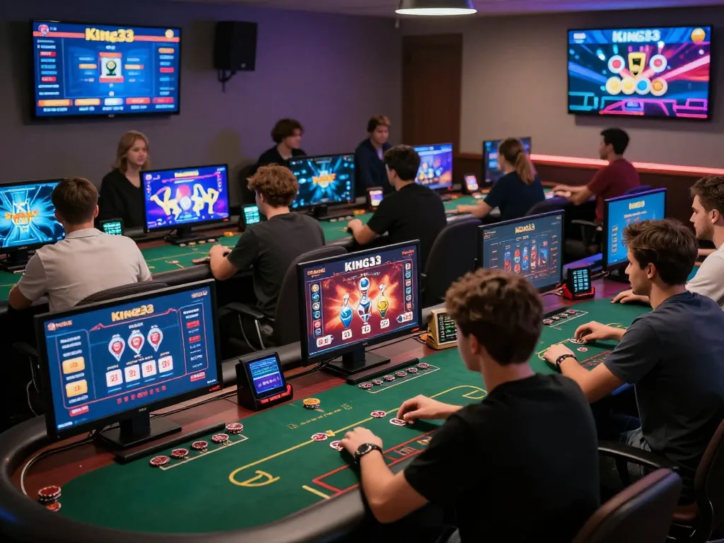 King33 users engaged with online games, showcasing live dealer action and vibrant strategy.