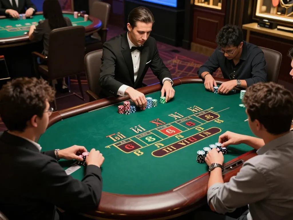 Tài xỉu online gameplay with players placing bets at a live dealer table, showcasing the excitement of strategic gambling.