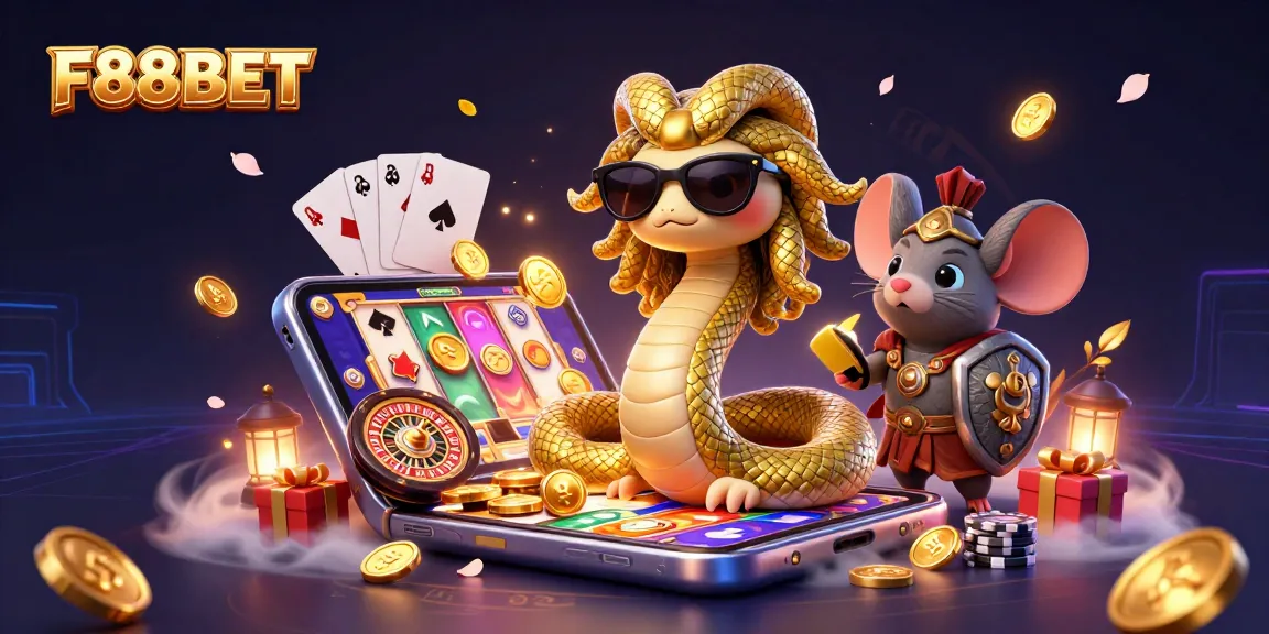 Experience thrilling gaming adventures with F88BET in this vibrant casino scene showcasing dynamic characters and exciting game elements.