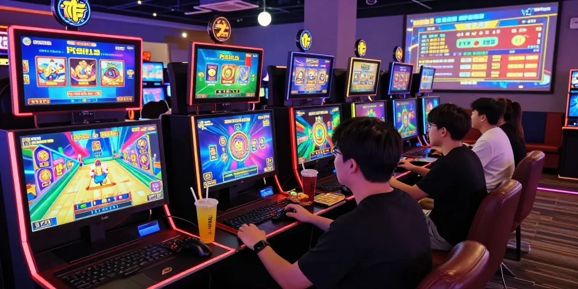 Engaged players enjoying pajaktoto slot games in a vibrant gaming environment with colorful visuals and snacks.