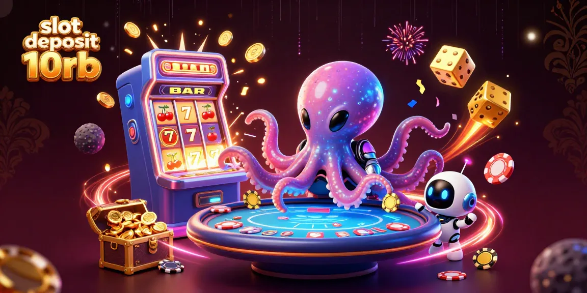 Engage with slot deposit 10rb excitement through a vibrant casino scene with animated 3D characters.