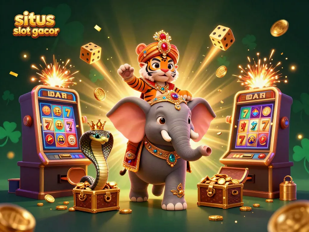 Experience excitement with situs slot gacor as a maharaja tiger and his elephant jackpot ride bursts with gold!