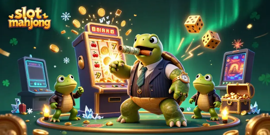 Slot mahjong dimainkan dalam suasana terang bersama karakter reptil dan elemen slot mengagumkan.