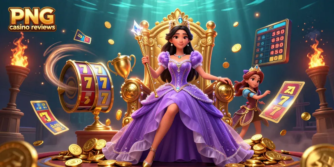 Engage with PNG casino reviews showcasing vibrant slot game scenes and a beautiful Asian queen.