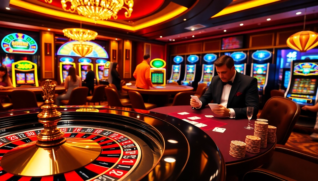 Experience thrilling gameplay at https://rr88c.mobi/ with vibrant casino elements, including roulette and poker games.