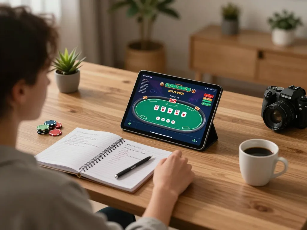 energileisureparks online gaming session with a person using a tablet for exciting poker gameplay