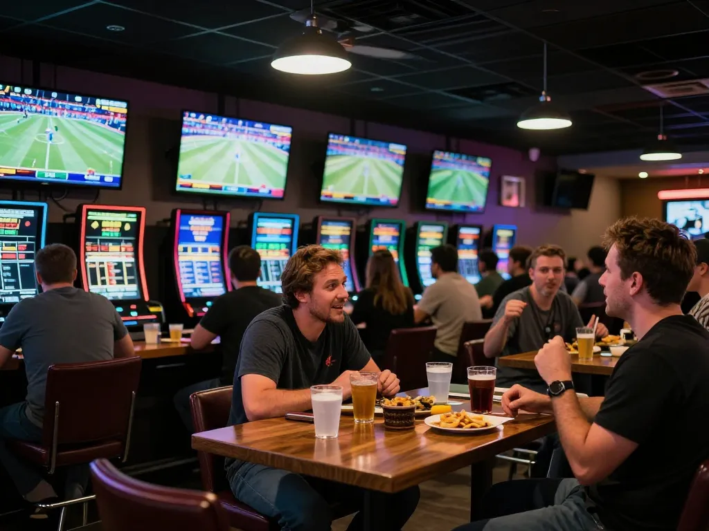Engaged bettors cheering for their team during an exciting sports win at a sun win betting space.