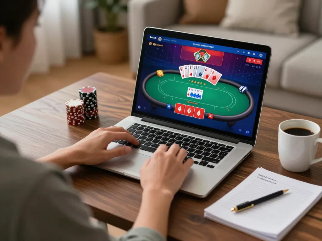Engaging with online poker at home on go8 platform with a strategic approach.
