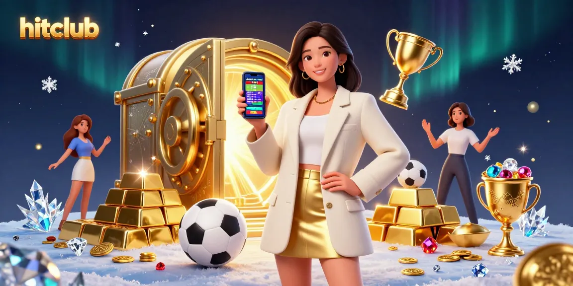 Bet on hitclub in an exciting casino setting with gold bars and dynamic sports elements.