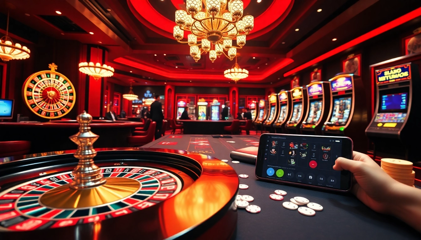Experience excitement at the trang chủ rr88 casino with vibrant gambling visuals showcasing roulette and poker.