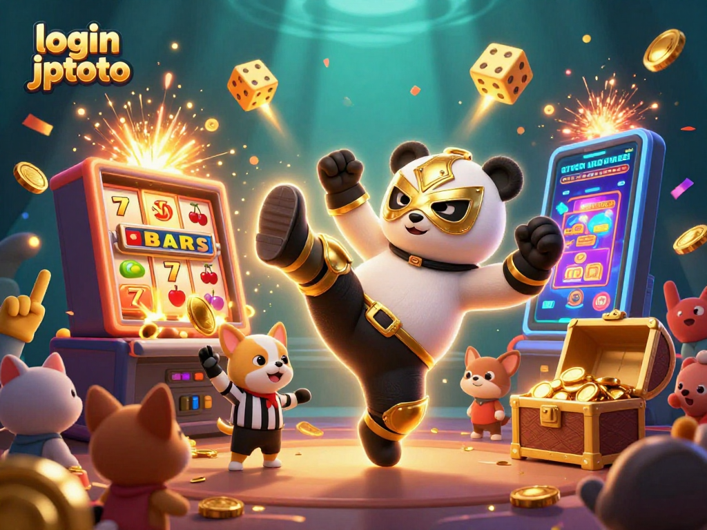 Engage with login jptoto as the panda wrestles in a casino-themed epic display, bursting with vibrant action.