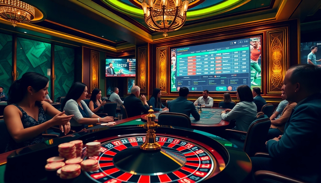 Experience excitement at https://bem88i.com/ with a lavish casino scene featuring poker chips and roulette.