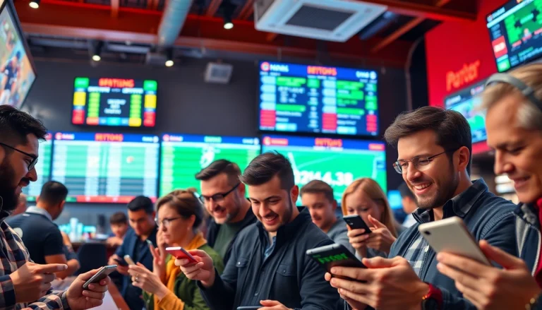 Taruhan SBOBET dengan para penggemar olahraga yang antusias dan ceria di arena taruhan.