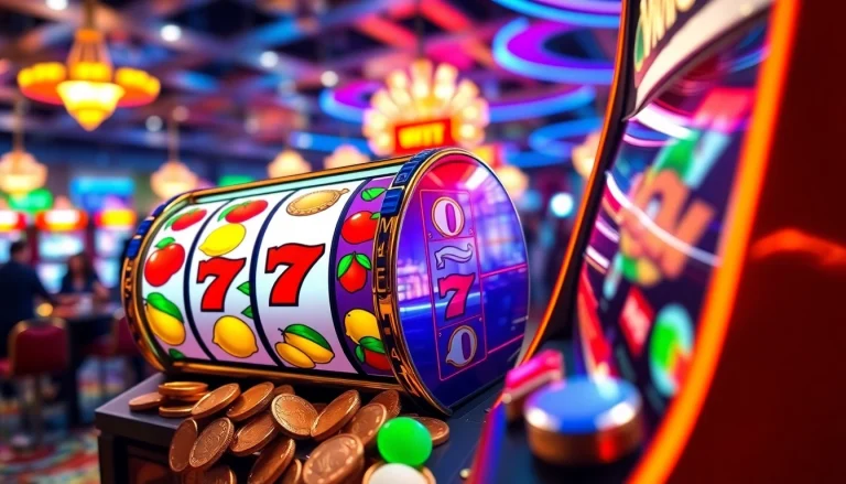 Menangkan Slot Game dengan simbol buah klasik yang berwarna cerah dan mesin slot yang menarik.