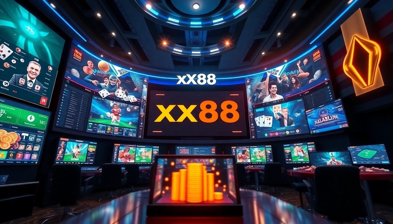 Exciting visual representation of Nhà cái xx88, showcasing a modern online gambling experience with vibrant games and a professional interface.
