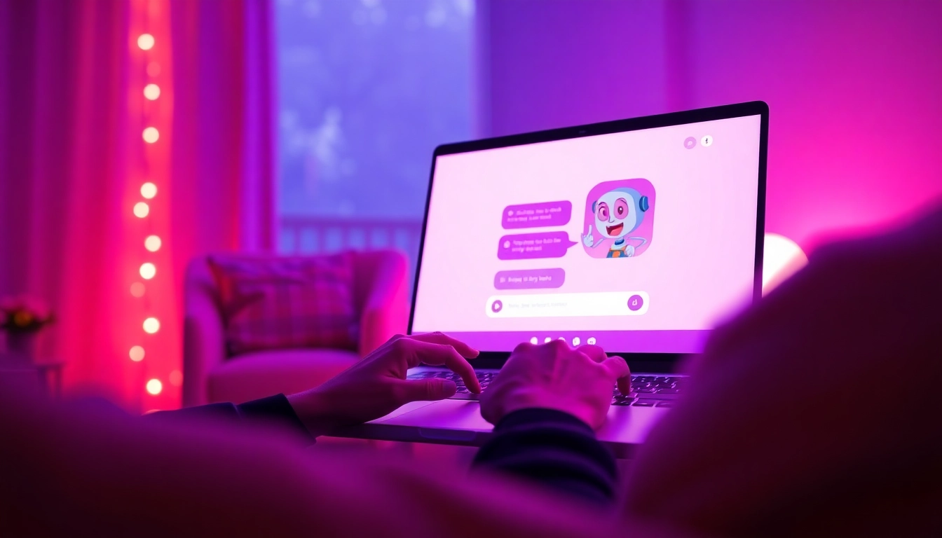 Intimate AI chat session with a vibrant chatbot, showcasing sex AI chat interactions in a cozy setting.