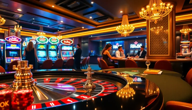 Experience the excitement of online gambling with Nhà Cái RR88’s luxurious casino setup featuring roulette and poker.