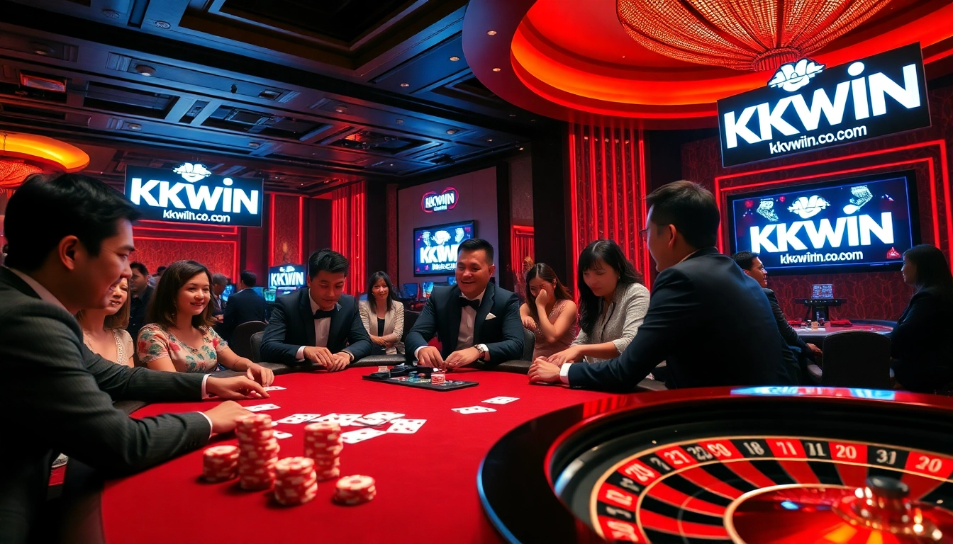 Exciting casino gaming environment at https://kkwin.co.com/ with poker chips and vibrant casino elements.