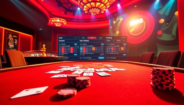 Experience the thrill of gaming at trang chủ new88 with poker chips and cards laid out on a vibrant casino table.