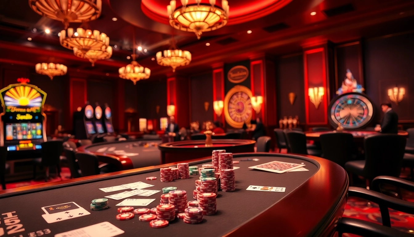 Engaging online gambling experience on Trang Chủ KKWIN showcasing vibrant casino tables and slot machines.