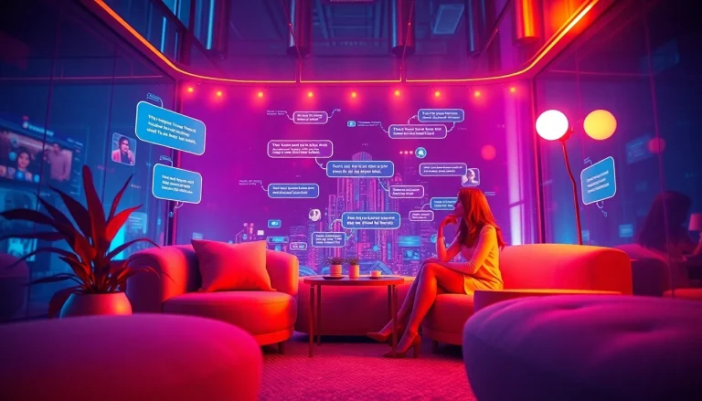 Engaging visual of a user interacting in a warm, inviting AI chat environment focused on sex AI chat.