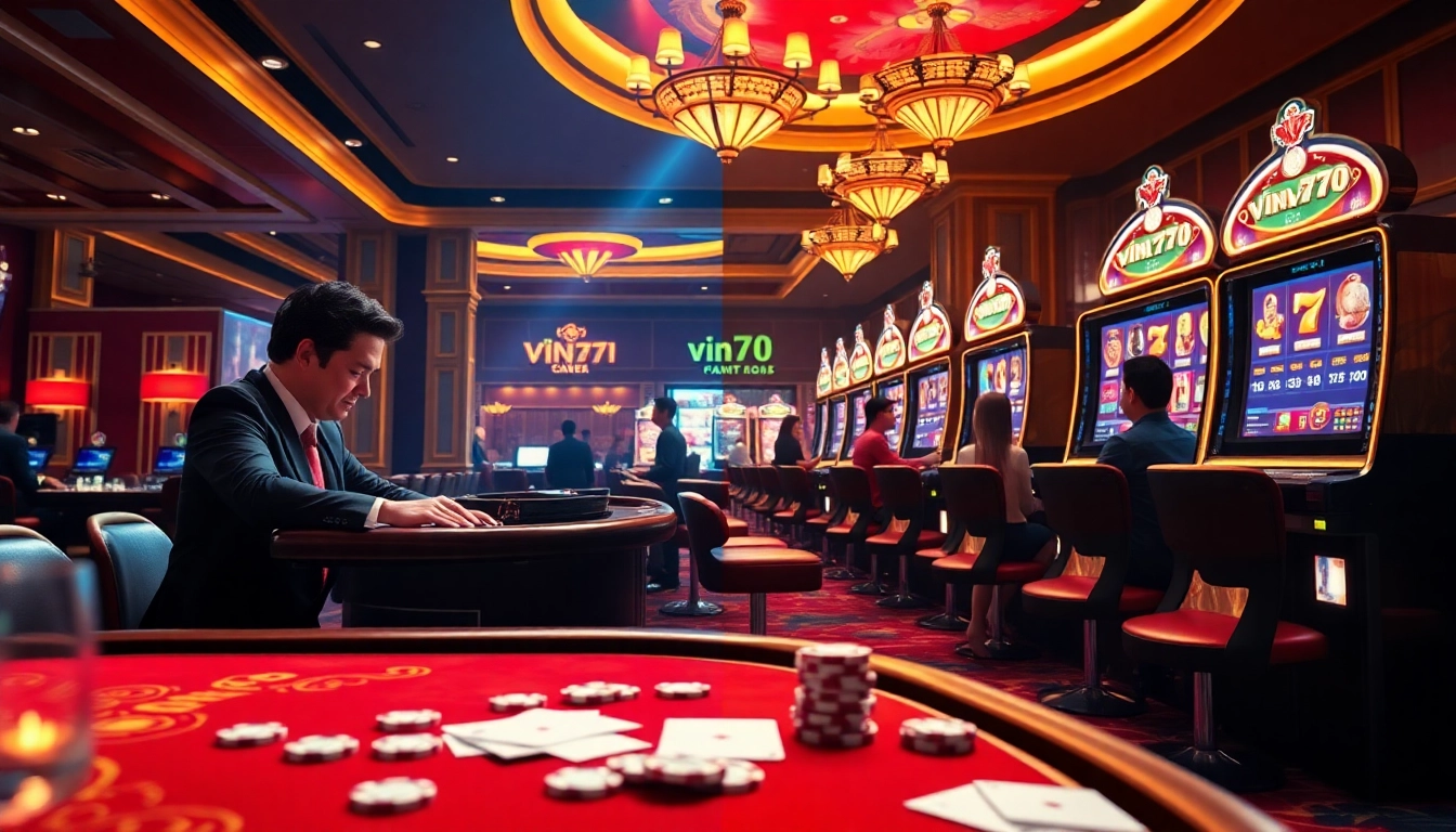 Vin777 thrilling casino experience with vibrant live dealers and exciting slot machine action.