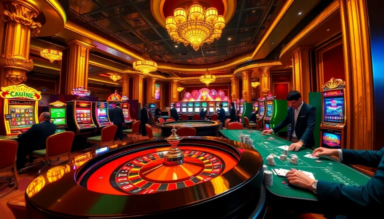 The vibrant gaming atmosphere at https://688v.games/ features poker tables and slot machines filled with excitement.