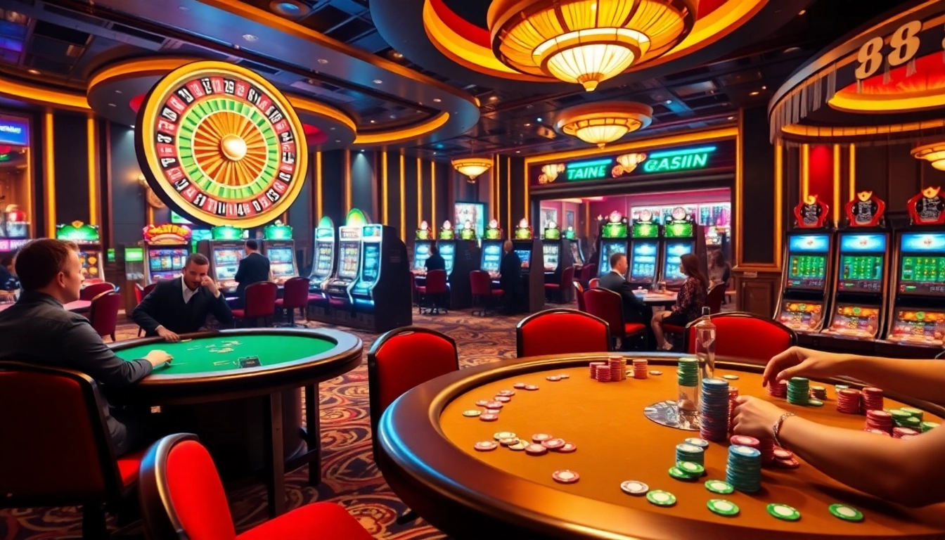 Experience the thrill of tai go 88 in a bustling upscale casino with poker tables and slot machines.