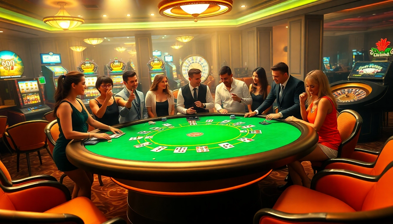 Engaged players enjoying a thrilling MB 66 gaming experience at a luxury casino table.