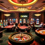 Experience the thrill of winning at OKWIN with vibrant gaming tables and exciting slot machines.