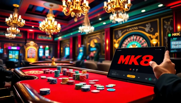 Engaging players at MK8 poker table experiencing thrilling casino actions.