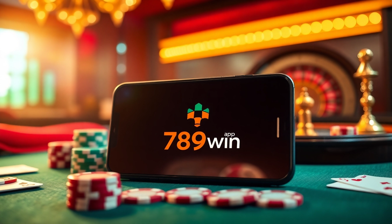 Experience the excitement of the app 789win with an engaging casino setup featuring poker chips and cards.