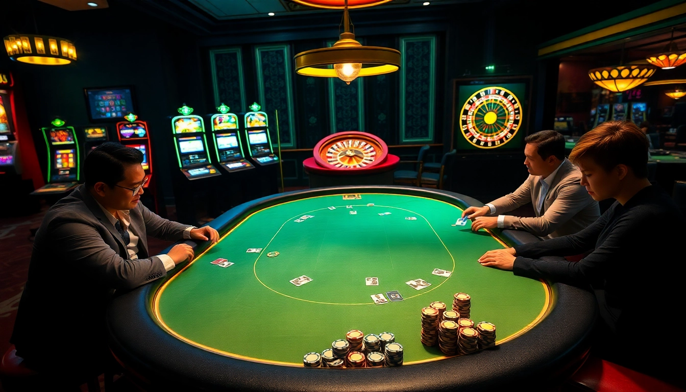 Play exciting poker at the KK55-themed table in a luxurious casino environment.