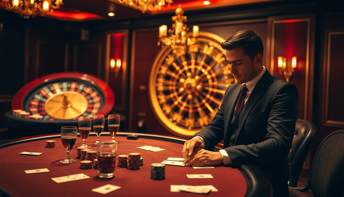 A thrilling game moment at nhà cái Man88 with poker chips and cards on a luxury casino table.