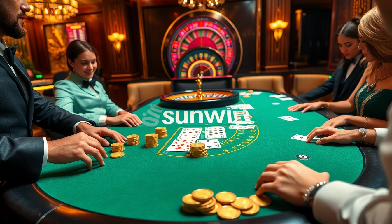 Enjoying an upscale blackjack game at Sunwin's luxurious casino.