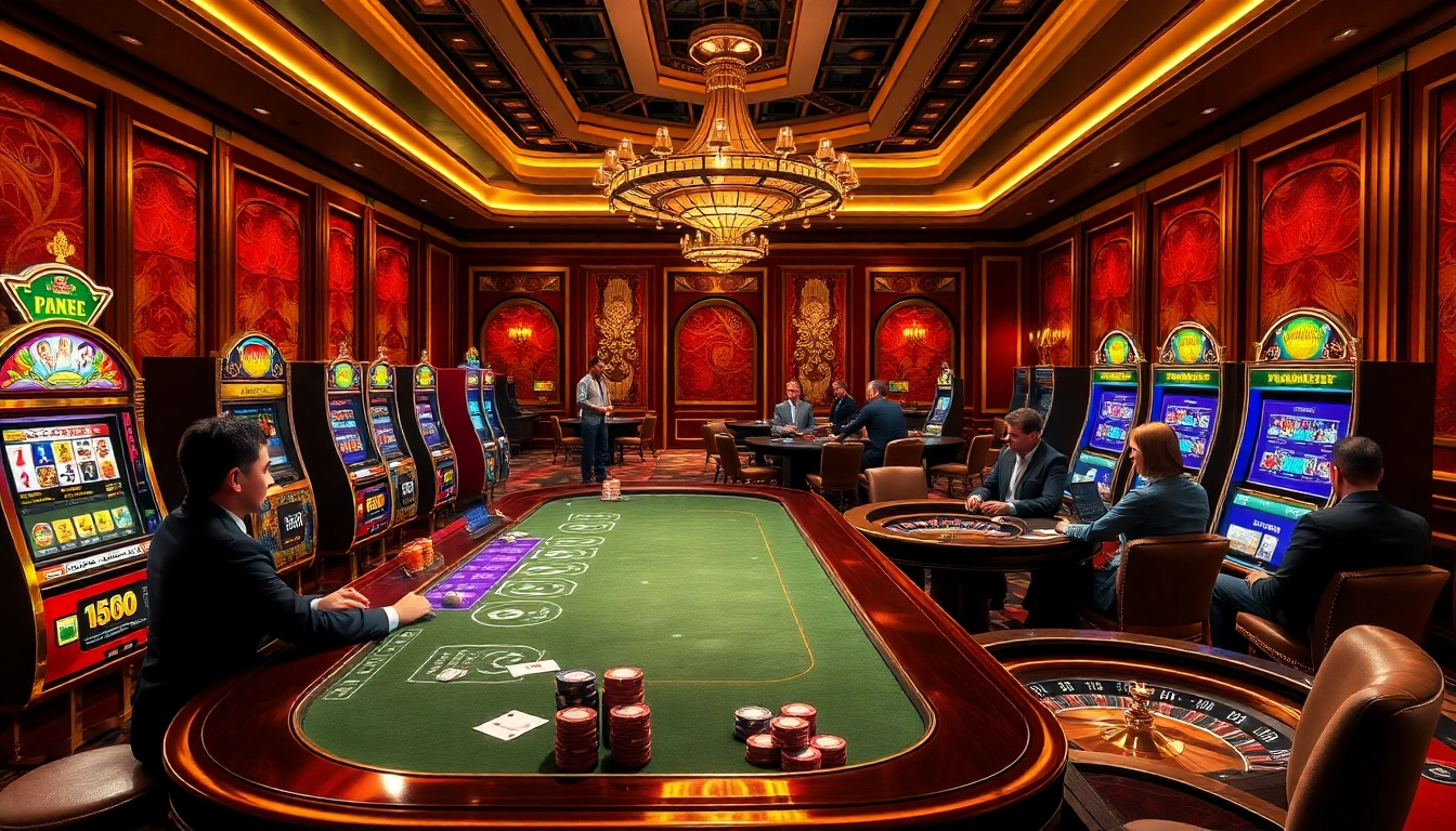 Players enjoy a thrilling gaming experience at https://rr88c.pro/ with exciting casino tables and slot machines.