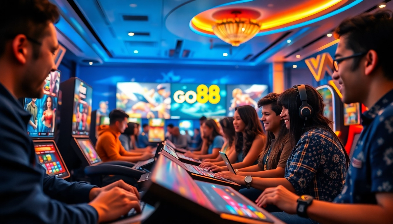 Engaged gamers experiencing https://go88.limited, the leading online gaming platform with vibrant interfaces.